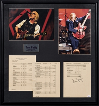 Tom Petty Signed 2003 Radio Music Awards Rundown Sheet With Photos in 30x32 Framed Display (PSA/DNA)